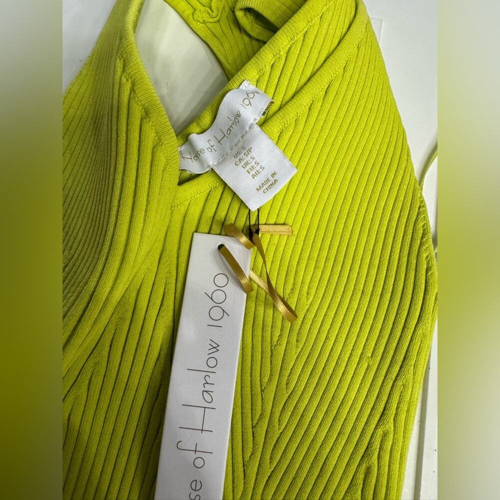 House of Harlow 1960 NWT Womens Sz S Neon Green Bodycon Maxi Dress Ring Detail - Picture 4 of 7